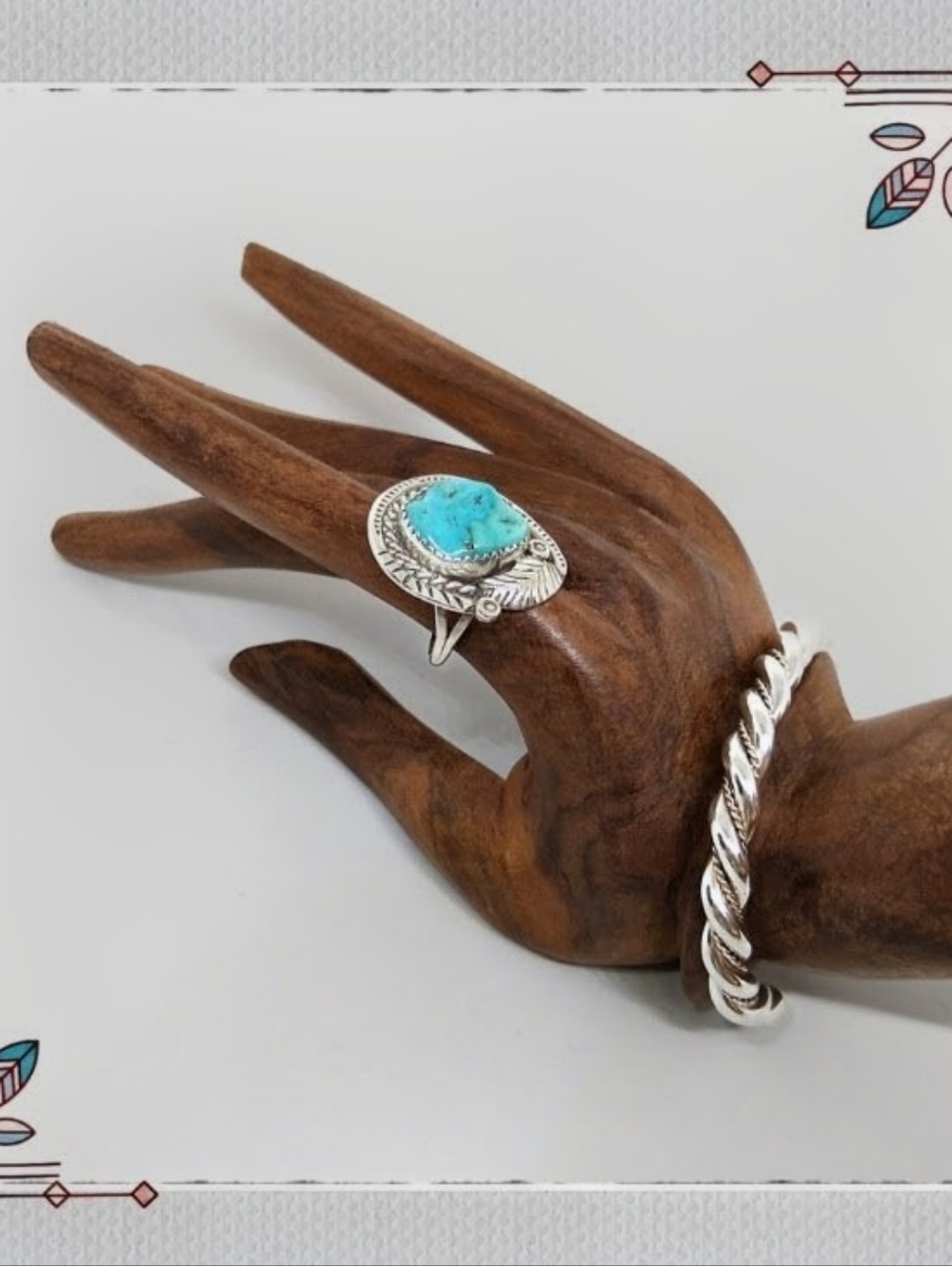 Vintage Turquoise & Sterling ring made by famed Choctaw Johnny Pitchlynn